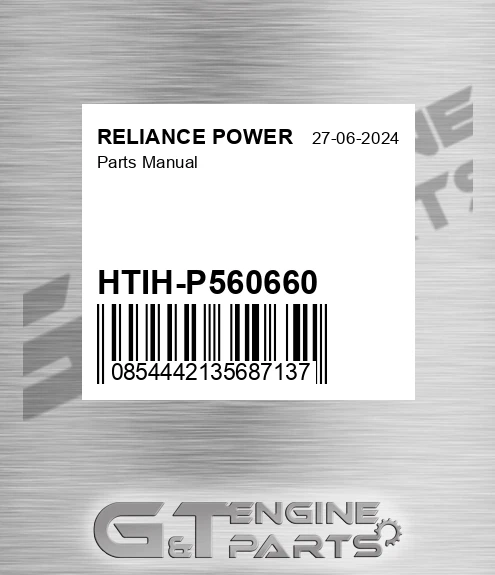 HTIH-P560660 Parts Manual for RELIANCE POWER