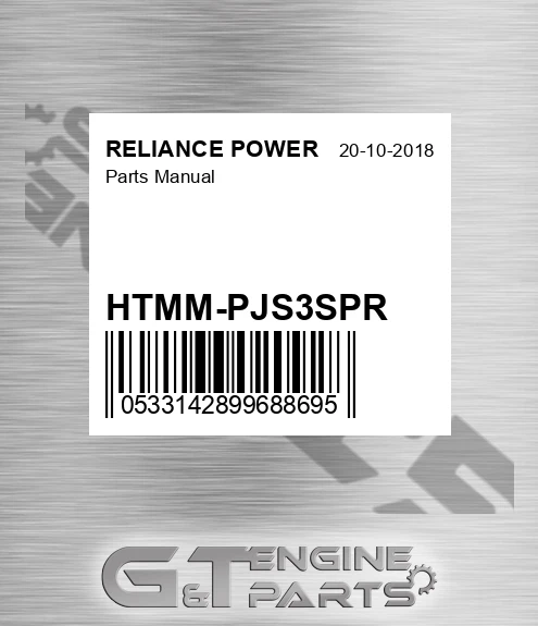 HTMM-PJS3SPR Parts Manual for RELIANCE POWER