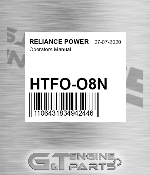 HTFO-O8N Operators Manual for RELIANCE POWER