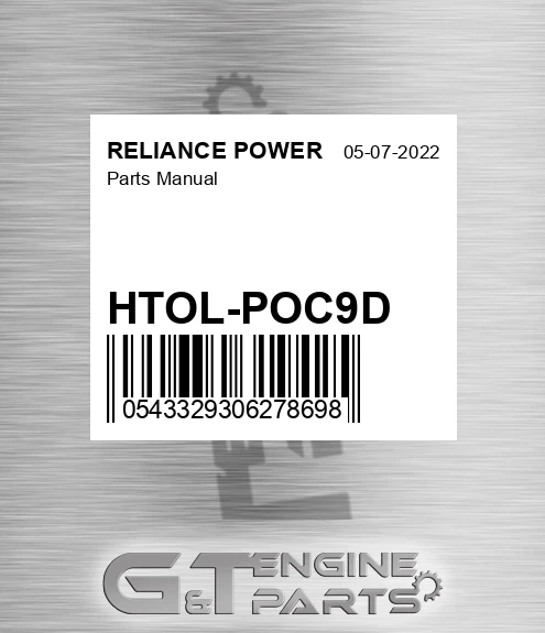 HTOL-POC9D Parts Manual for RELIANCE POWER