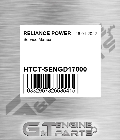 HTCT-SENGD17000 Service Manual for RELIANCE POWER