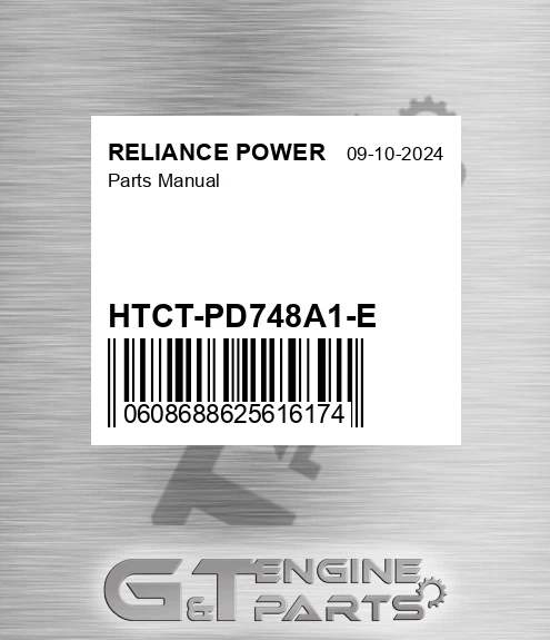 HTCT-PD748A1-E Parts Manual for RELIANCE POWER