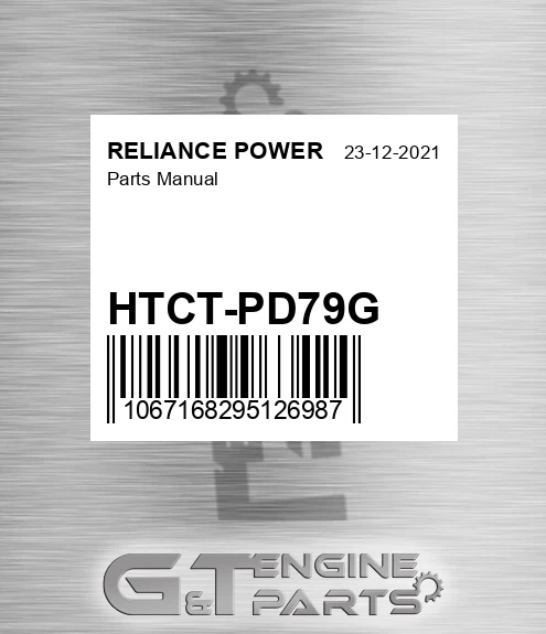 HTCT-PD79G Parts Manual for RELIANCE POWER