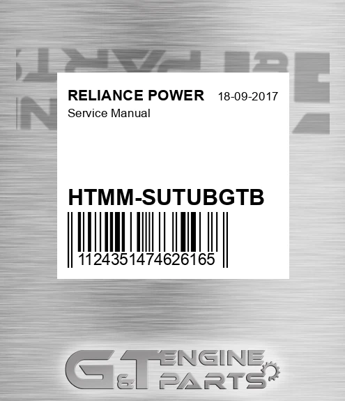 HTMM-SUTUBGTB Service Manual for RELIANCE POWER