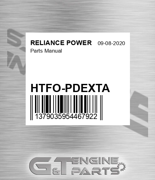 HTFO-PDEXTA Parts Manual for RELIANCE POWER