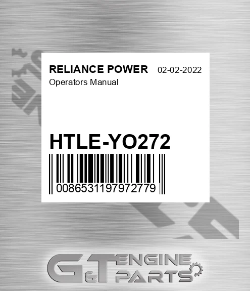 HTLE-YO272 Operators Manual for RELIANCE POWER