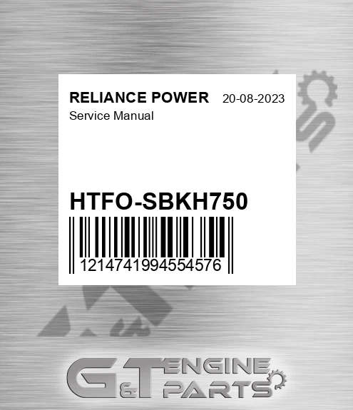 HTFO-SBKH750 Service Manual for RELIANCE POWER