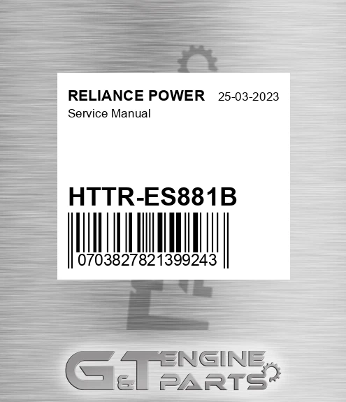 HTTR-ES881B Service Manual for RELIANCE POWER
