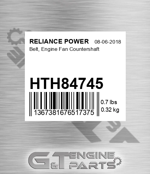 HTH84745 Belt, Engine Fan Countershaft for RELIANCE POWER