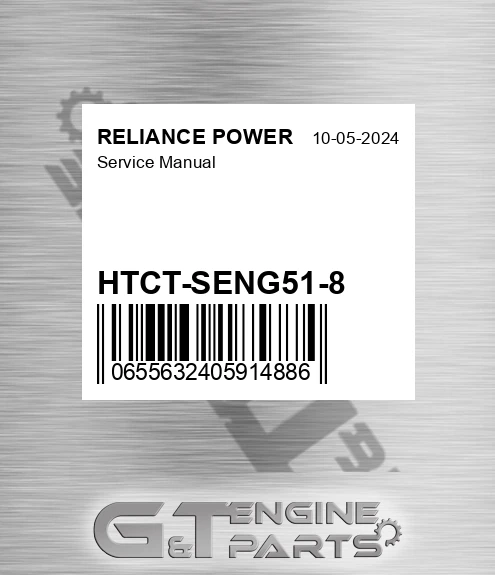 HTCT-SENG51-8 Service Manual for RELIANCE POWER