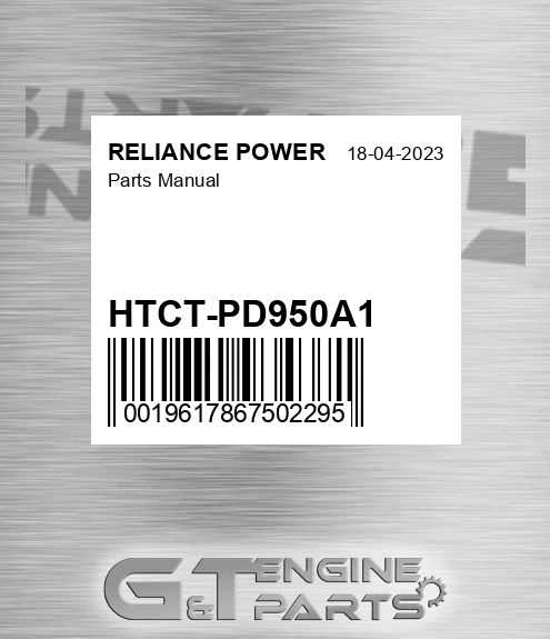 HTCT-PD950A1 Parts Manual for RELIANCE POWER