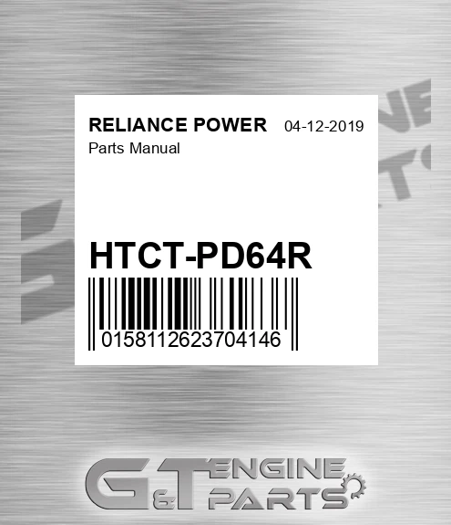 HTCT-PD64R Parts Manual for RELIANCE POWER