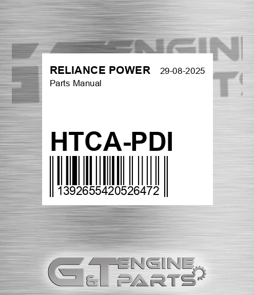 HTCA-PDI Parts Manual for RELIANCE POWER