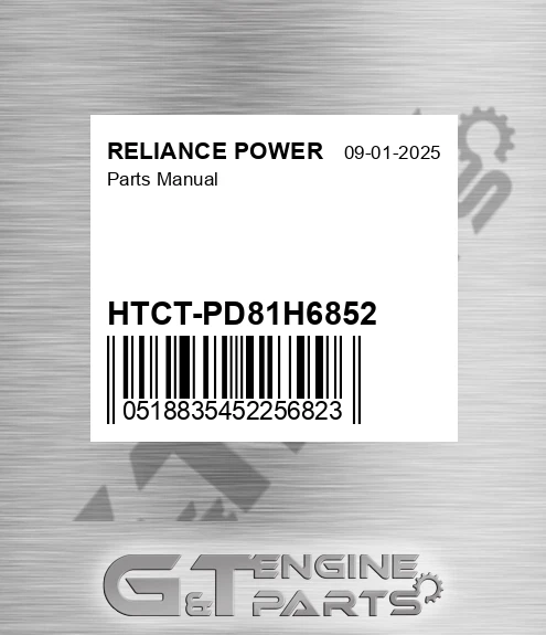 HTCT-PD81H6852 Parts Manual for RELIANCE POWER