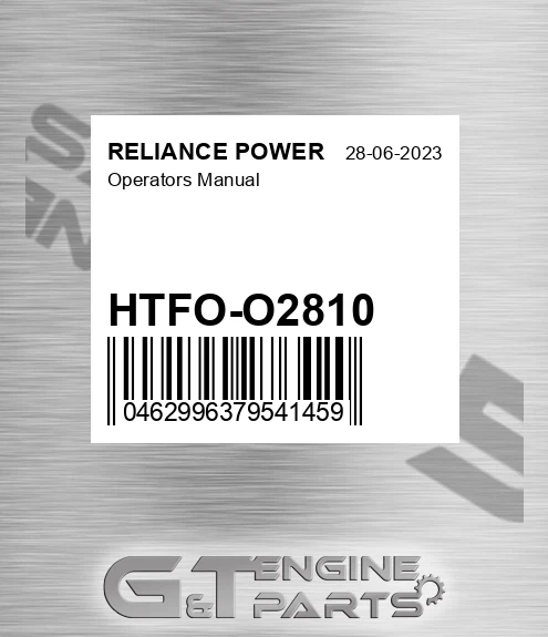 HTFO-O2810 Operators Manual for RELIANCE POWER