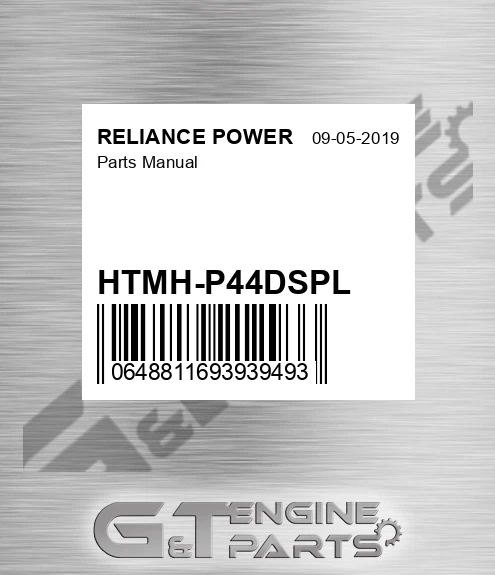 HTMH-P44DSPL Parts Manual for RELIANCE POWER