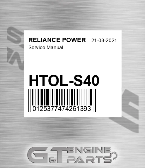 HTOL-S40 Service Manual for RELIANCE POWER