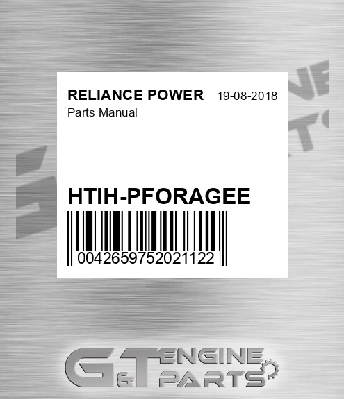 HTIH-PFORAGEE Parts Manual for RELIANCE POWER