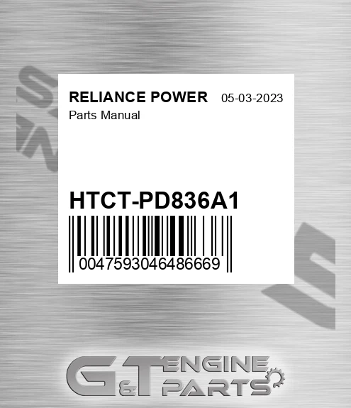 HTCT-PD836A1 Parts Manual for RELIANCE POWER