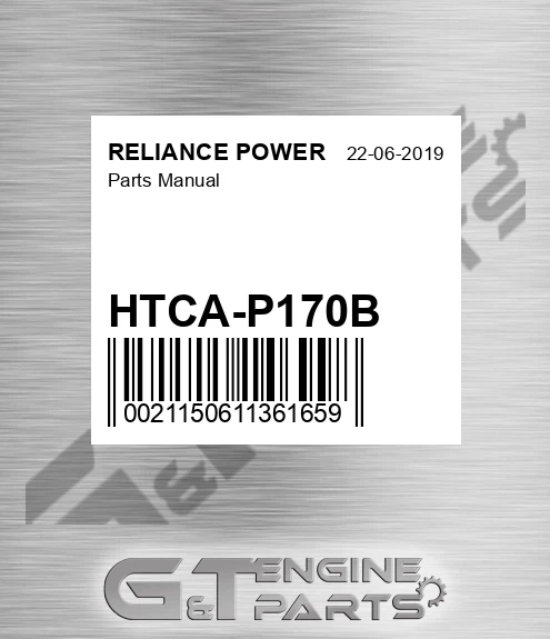 HTCA-P170B Parts Manual for RELIANCE POWER