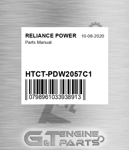 HTCT-PDW2057C1 Parts Manual for RELIANCE POWER