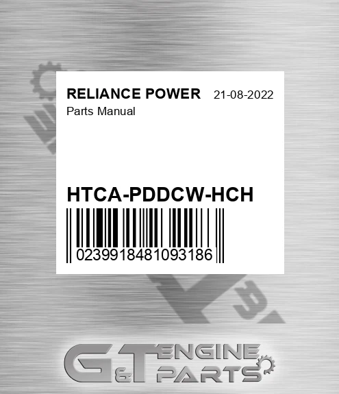 HTCA-PDDCW-HCH Parts Manual for RELIANCE POWER