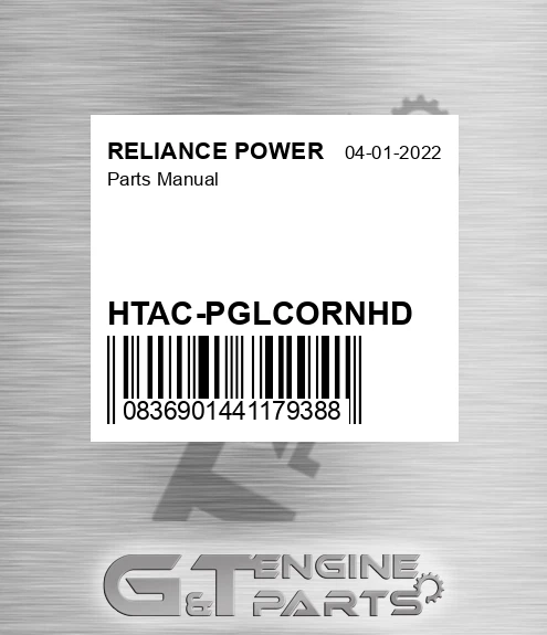 HTAC-PGLCORNHD Parts Manual for RELIANCE POWER