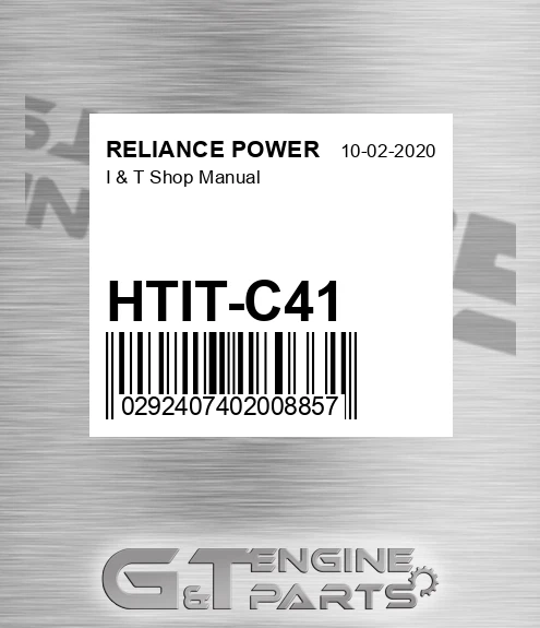 HTIT-C41 I & T Shop Manual for RELIANCE POWER
