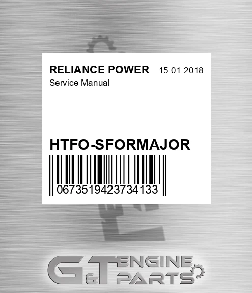 HTFO-SFORMAJOR Service Manual for RELIANCE POWER