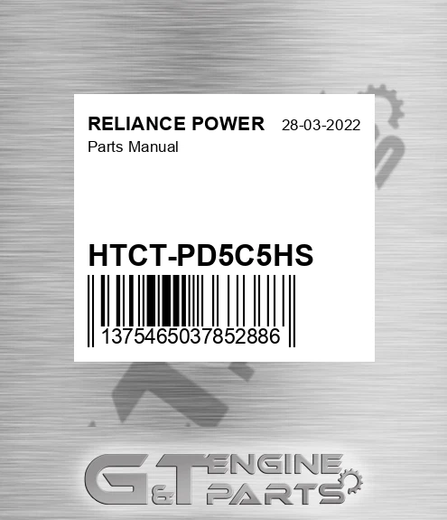HTCT-PD5C5HS Parts Manual for RELIANCE POWER