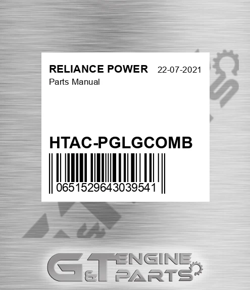 HTAC-PGLGCOMB Parts Manual for RELIANCE POWER