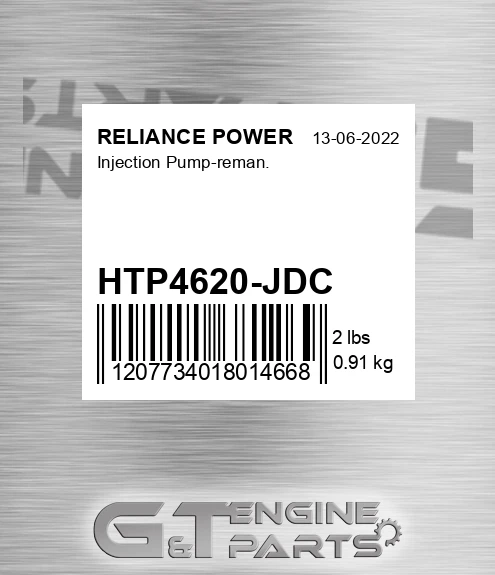 HTP4620-JDC Injection Pump-reman. for RELIANCE POWER