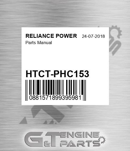HTCT-PHC153 Parts Manual for RELIANCE POWER