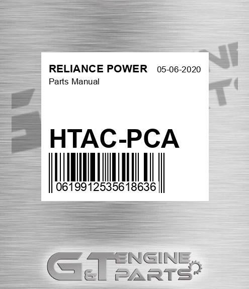 HTAC-PCA Parts Manual for RELIANCE POWER
