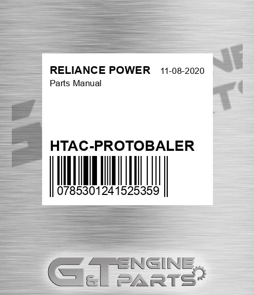 HTAC-PROTOBALER Parts Manual for RELIANCE POWER