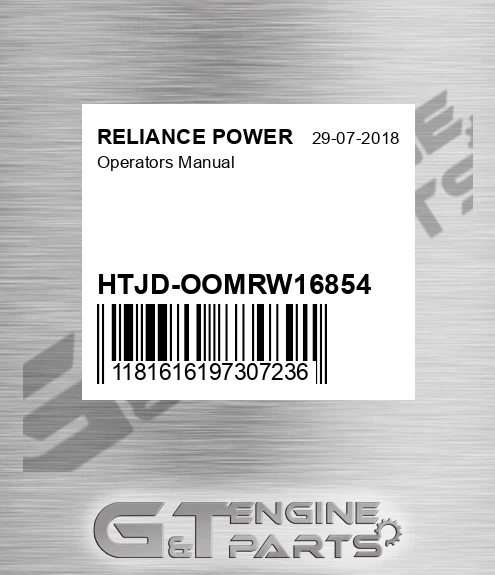 HTJD-OOMRW16854 Operators Manual for RELIANCE POWER