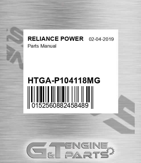 HTGA-P104118MG Parts Manual for RELIANCE POWER