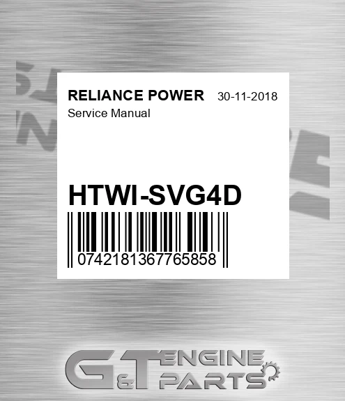 HTWI-SVG4D Service Manual for RELIANCE POWER