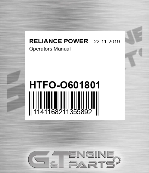HTFO-O601801 Operators Manual for RELIANCE POWER