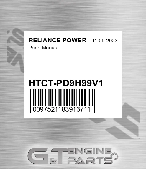 HTCT-PD9H99V1 Parts Manual for RELIANCE POWER