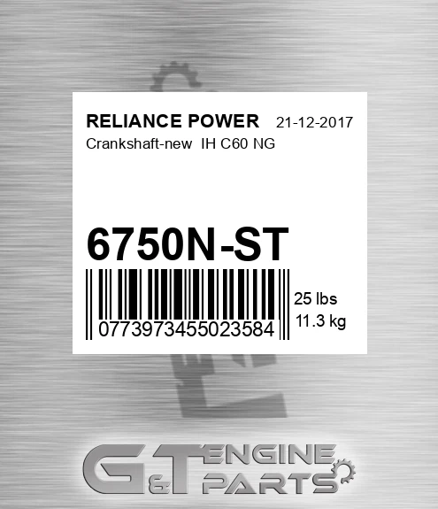 6750N-ST Crankshaft-new Ih C60 Ng