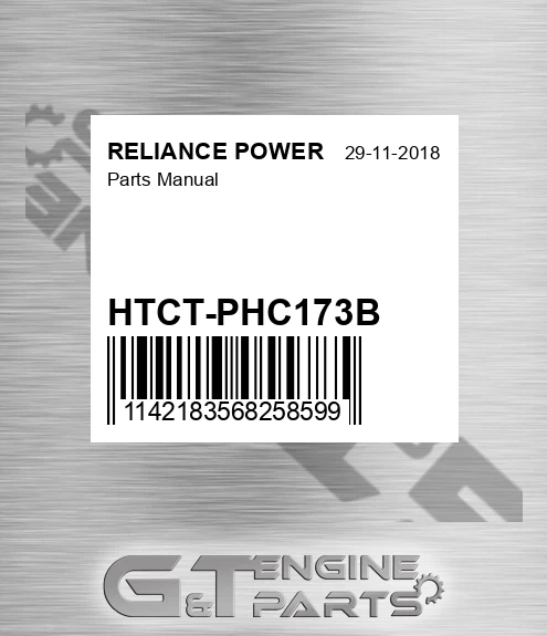HTCT-PHC173B Parts Manual for RELIANCE POWER