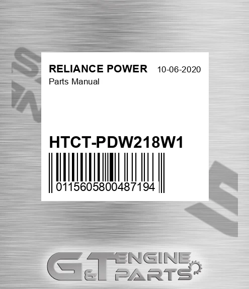 HTCT-PDW218W1 Parts Manual for RELIANCE POWER