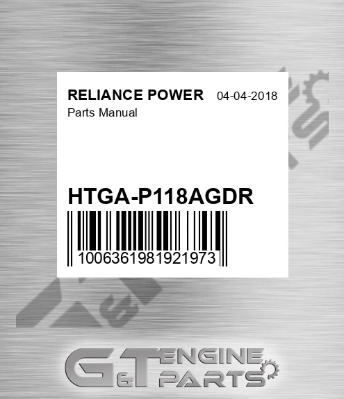 HTGA-P118AGDR Parts Manual for RELIANCE POWER