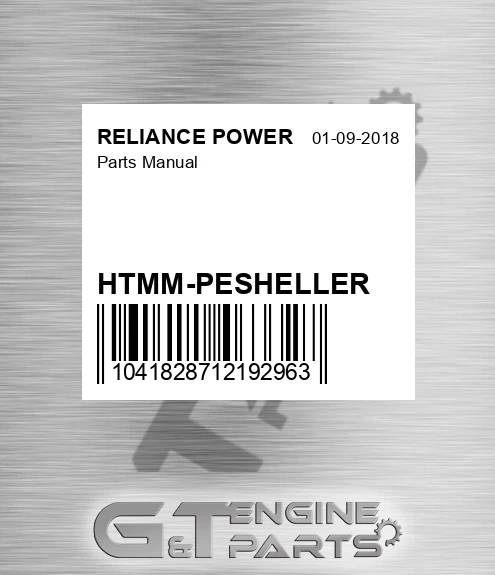 HTMM-PESHELLER Parts Manual for RELIANCE POWER