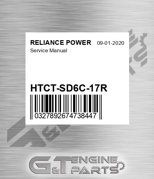 HTCT-SD6C-17R Service Manual for RELIANCE POWER
