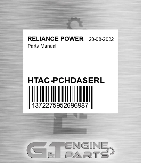 HTAC-PCHDASERL Parts Manual for RELIANCE POWER