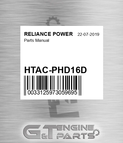 HTAC-PHD16D Parts Manual for RELIANCE POWER