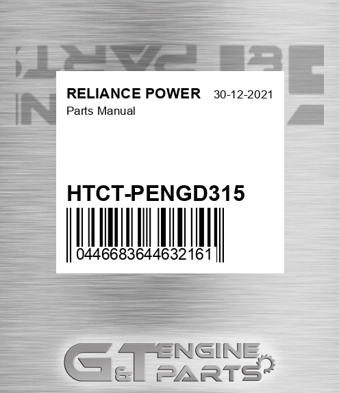 HTCT-PENGD315 Parts Manual for RELIANCE POWER