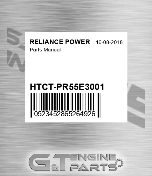 HTCT-PR55E3001 Parts Manual for RELIANCE POWER